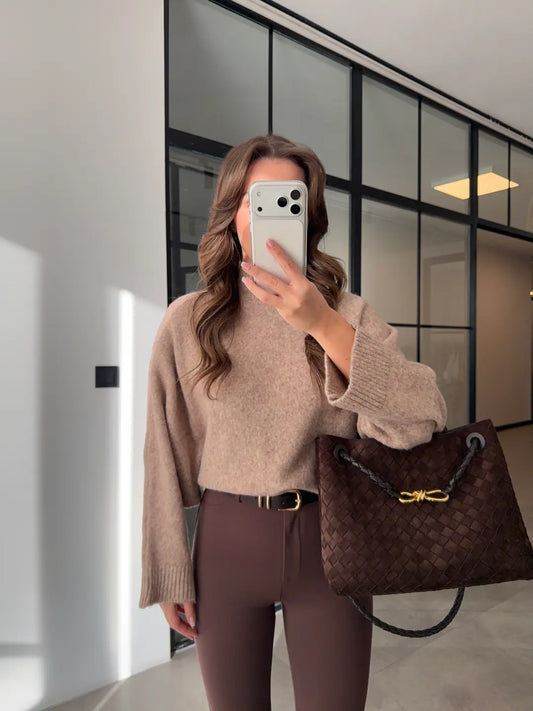 Cafe Bat Sleeves High Neck Pullover