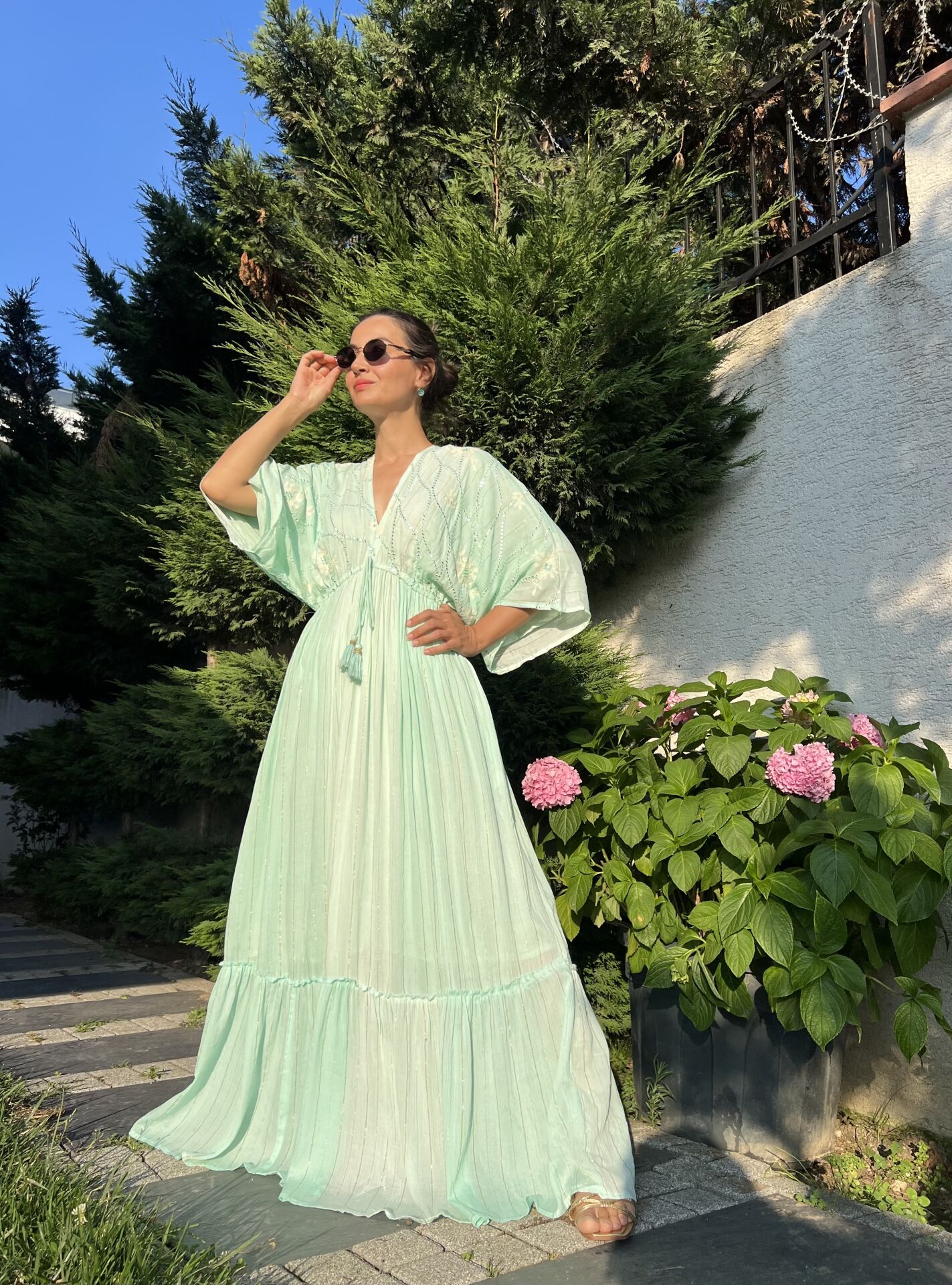 Mint Green Degrade Gianna Tasseled Dress