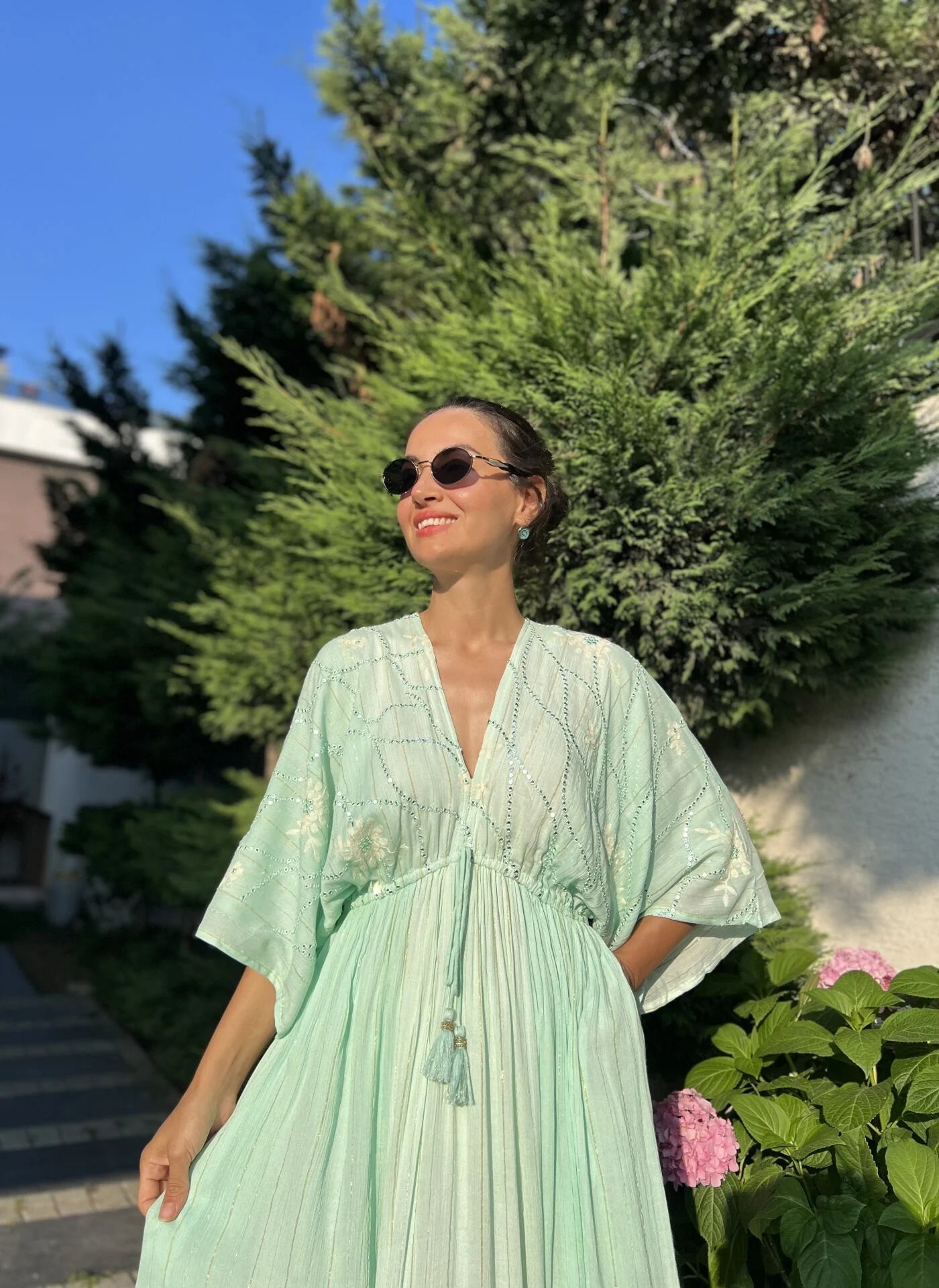 Mint Green Degrade Gianna Tasseled Dress