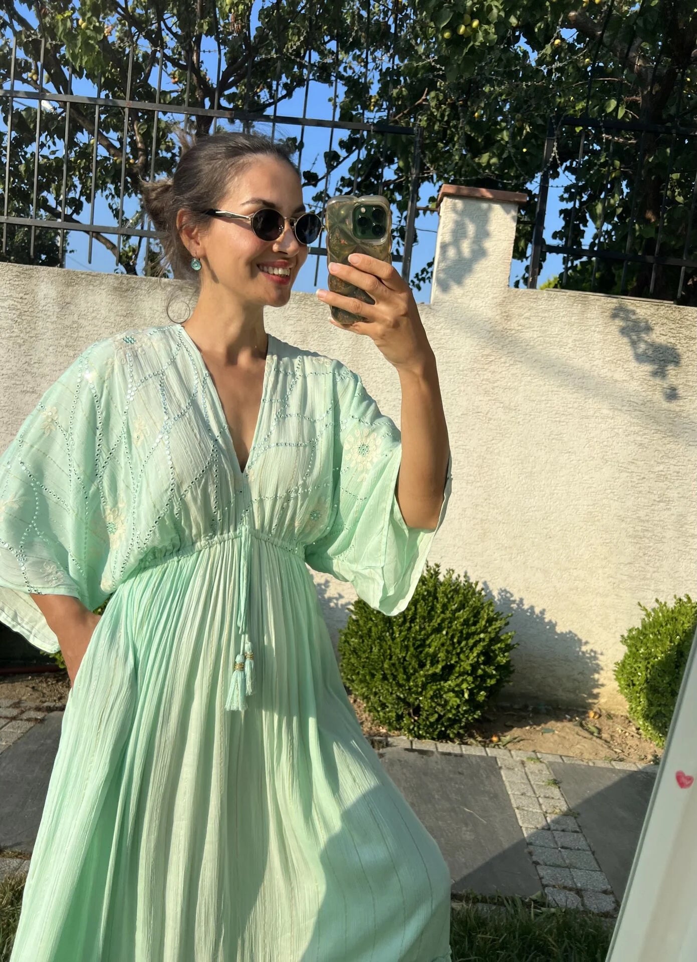 Mint Green Degrade Gianna Tasseled Dress