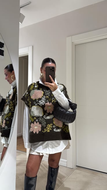 Embroidered Brown Vintage Vest