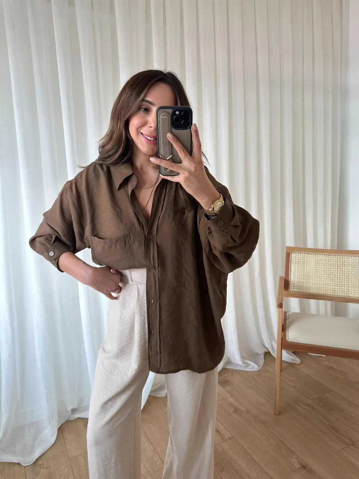 Oversized Brown Shirt