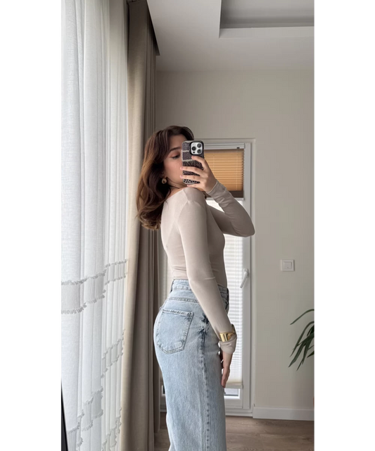 Neutral Basic Cotton Boat Neck Top