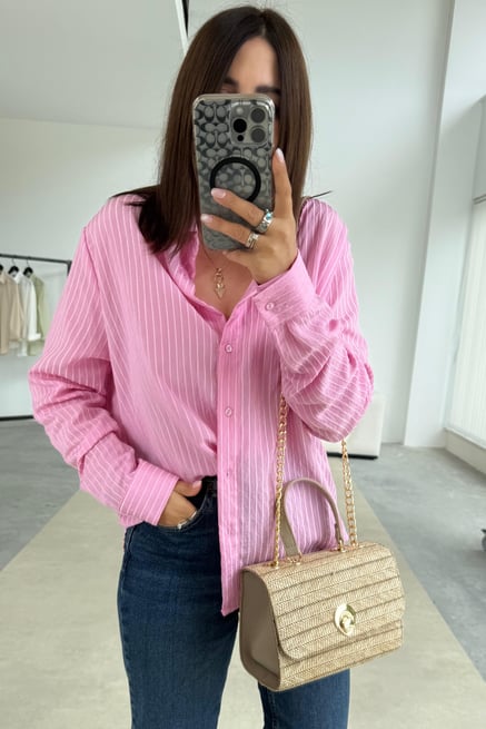 Pink Striped Oversized Shirt