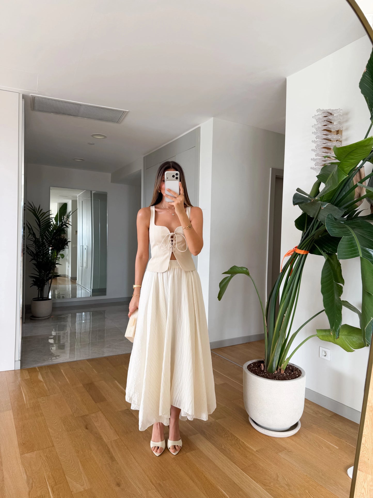 White Asymmetrical Chiffon Skirt