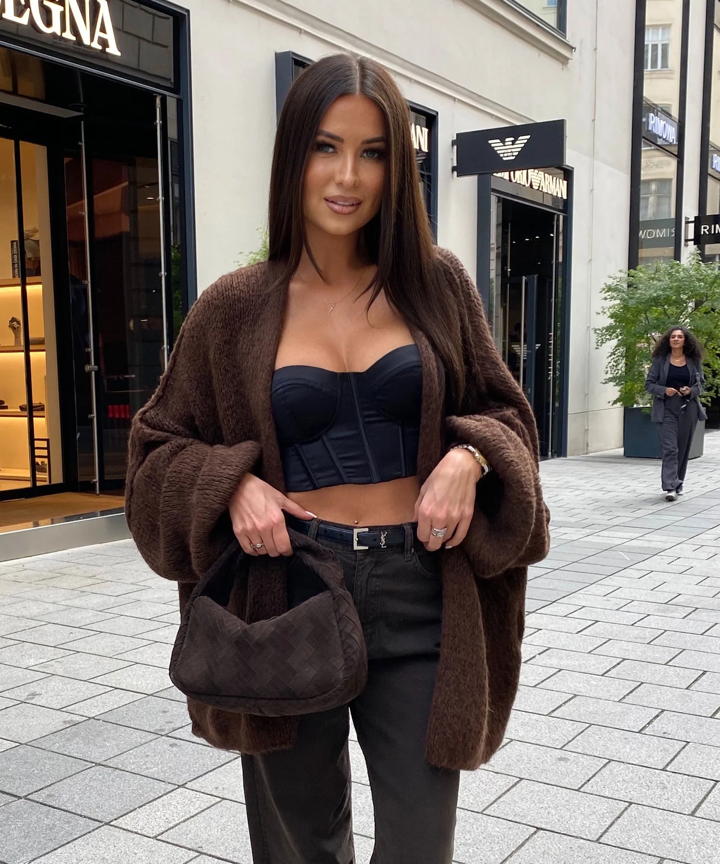 Italian Brown Triko Open Cardigan