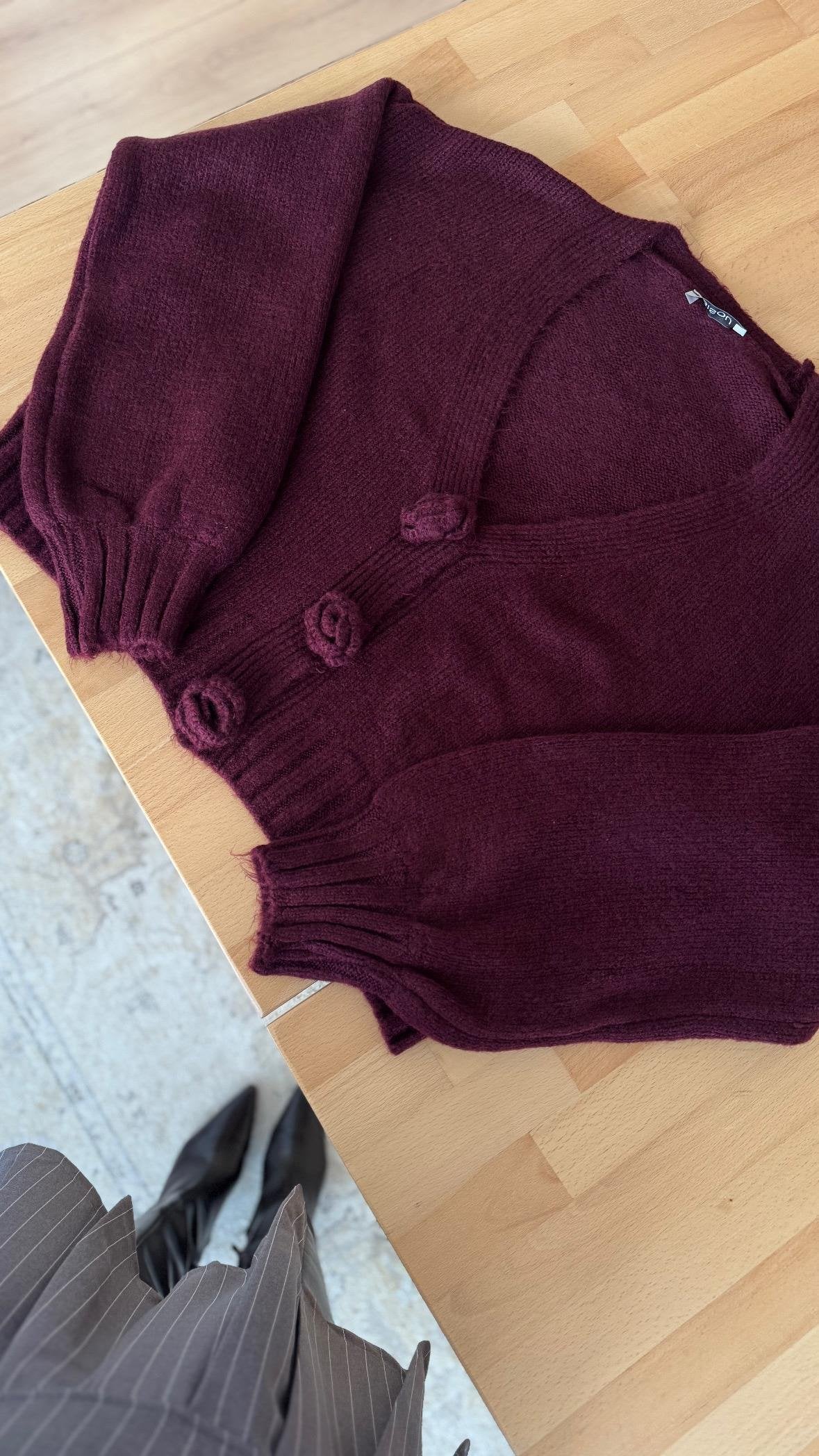 Burgundy Roses Cardigan