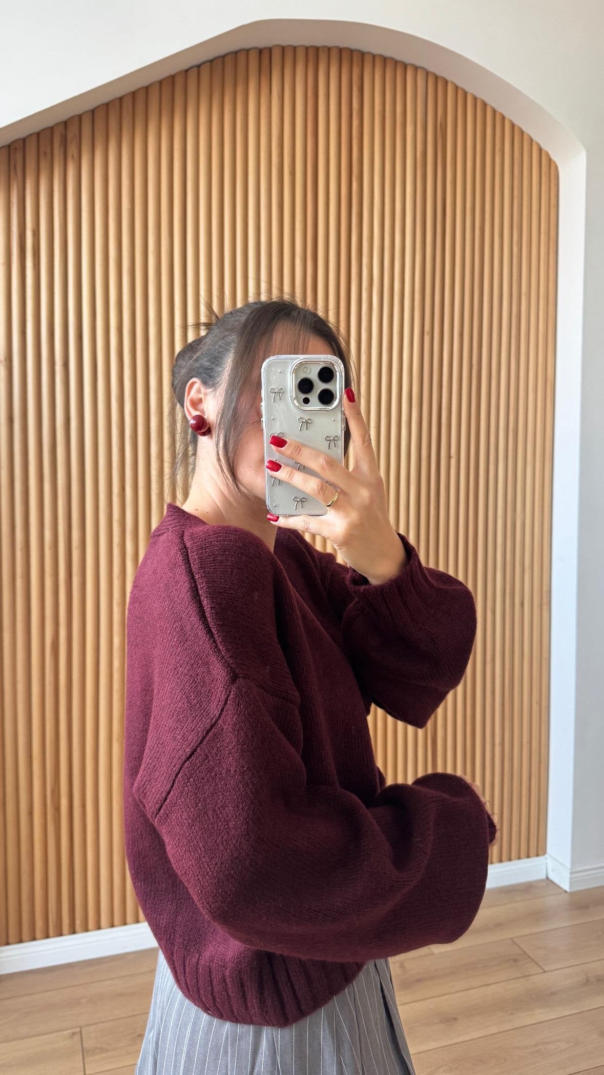 Burgundy Roses Cardigan