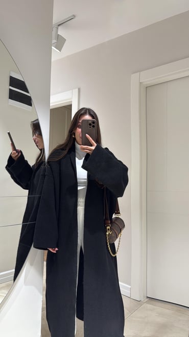 Black Heavy Longline Coat Cardigan