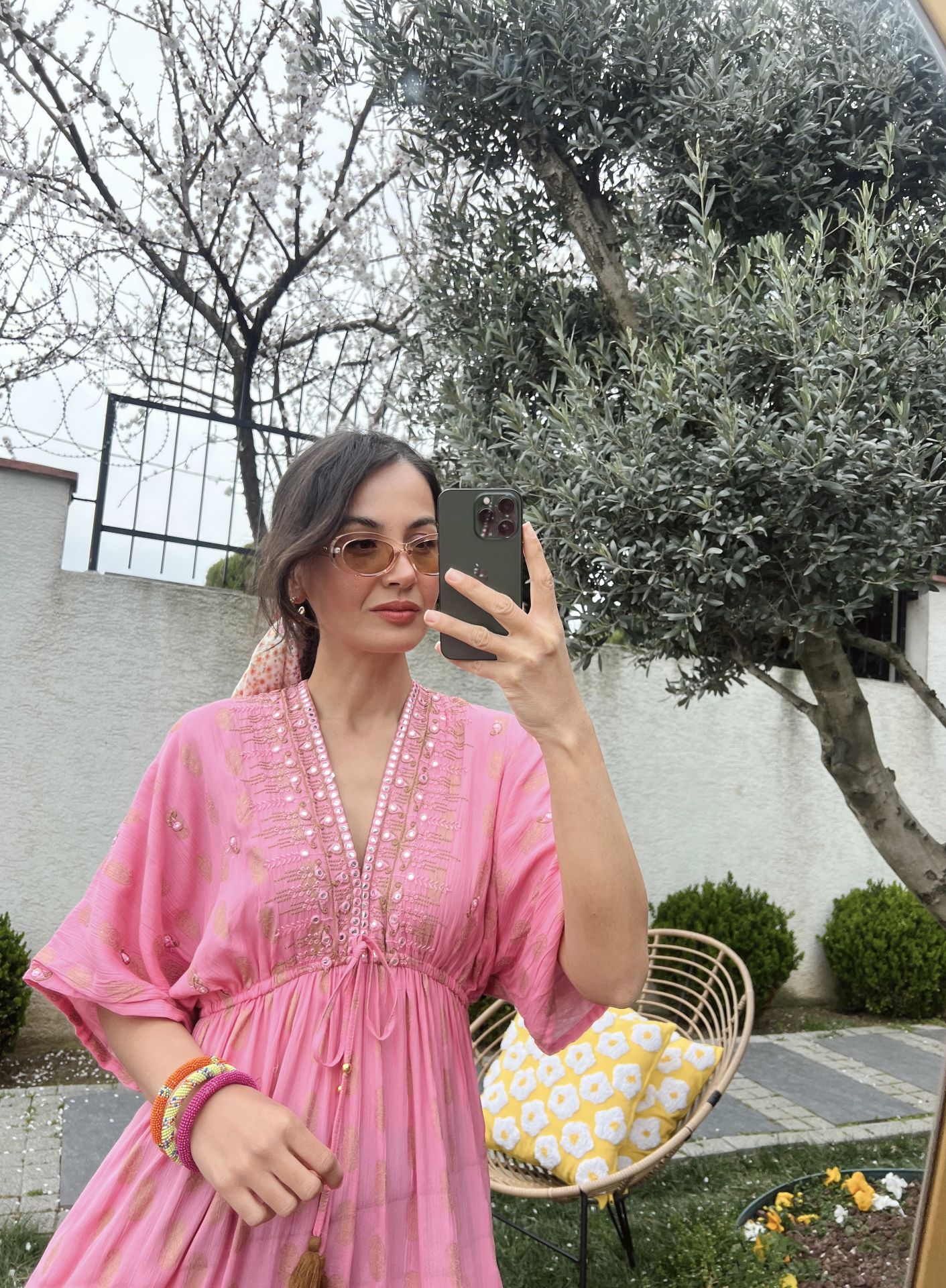 Paisley Pink Golden Tasseled Dress
