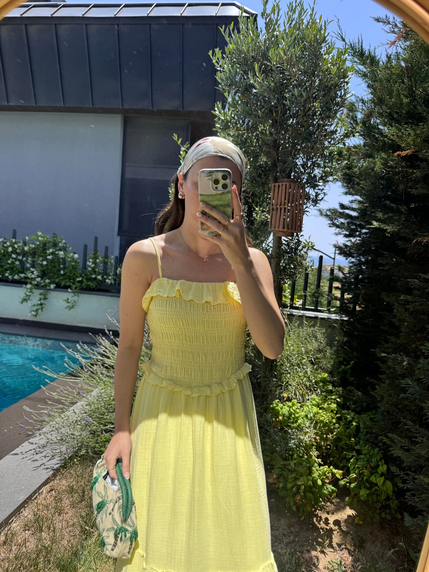 Yellow Cotton Straps Dress With Ruffles