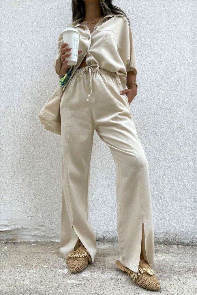 Linen Split Hem Pants