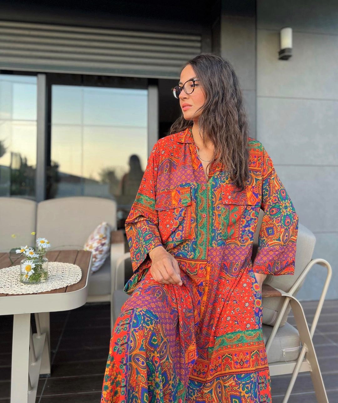 Paisley Shirt Dress With Pockets
