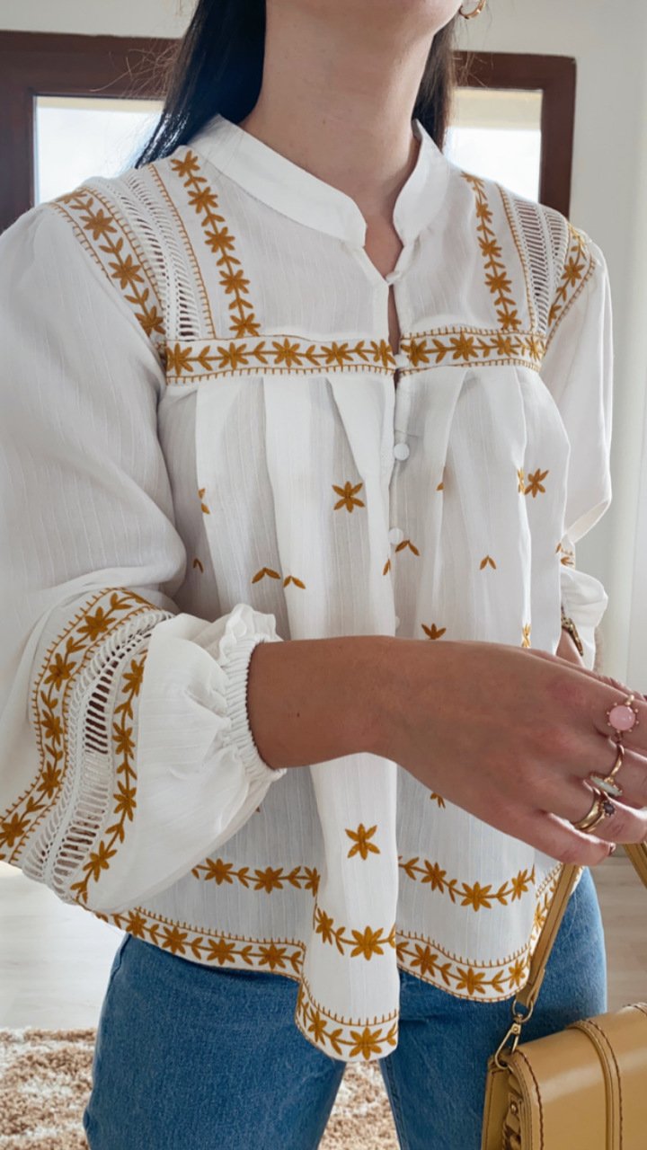 White X Mustard Cotton Blouse