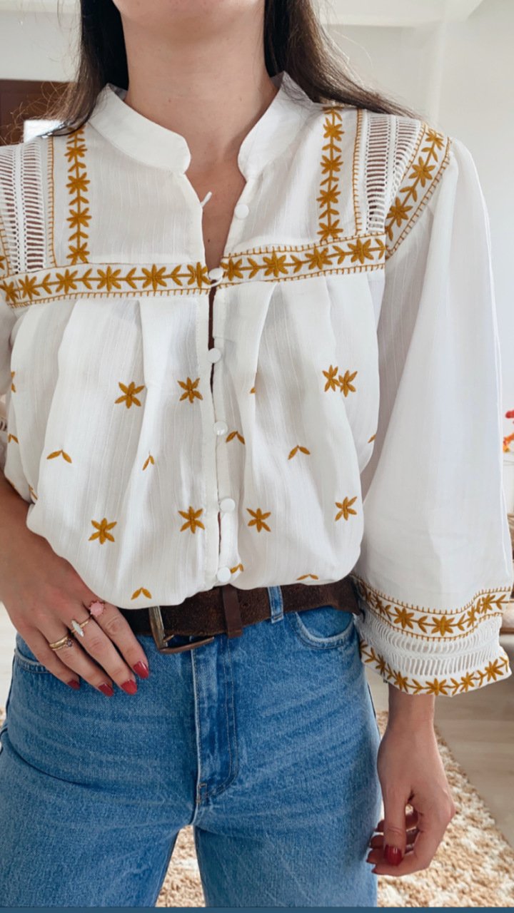 White X Mustard Cotton Blouse