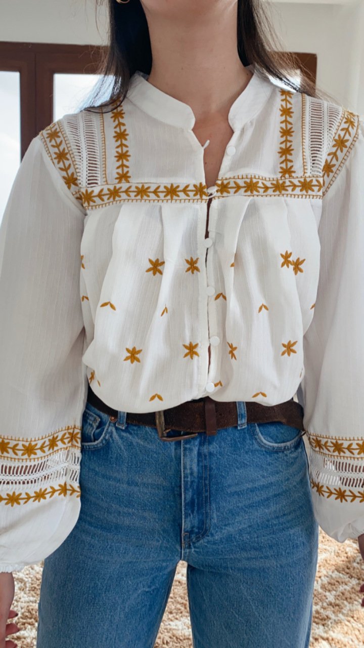 White X Mustard Cotton Blouse