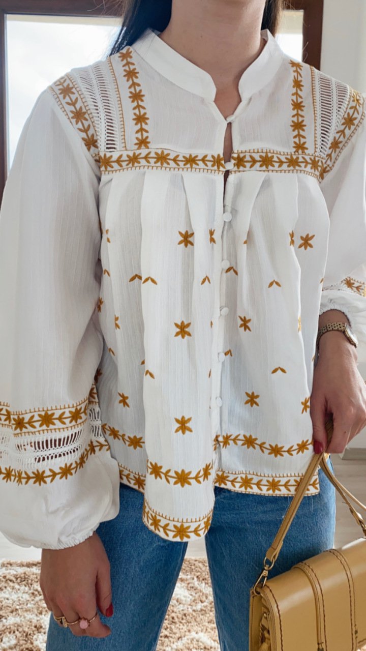White X Mustard Cotton Blouse