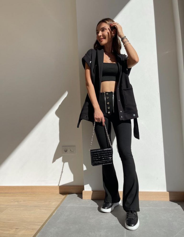Black Flared Legging Pants