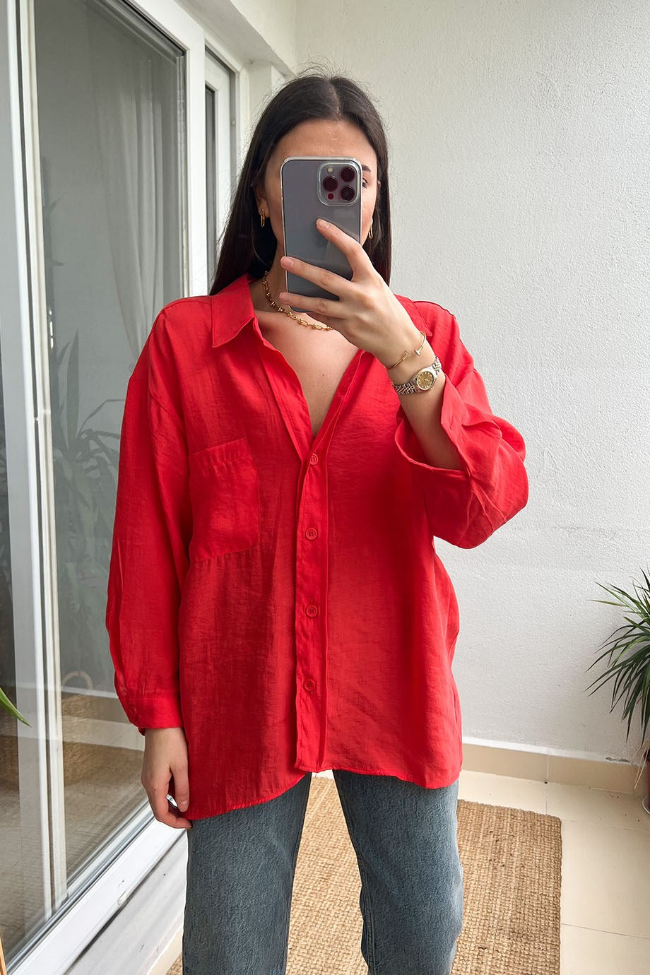 Oversized Red Shirt