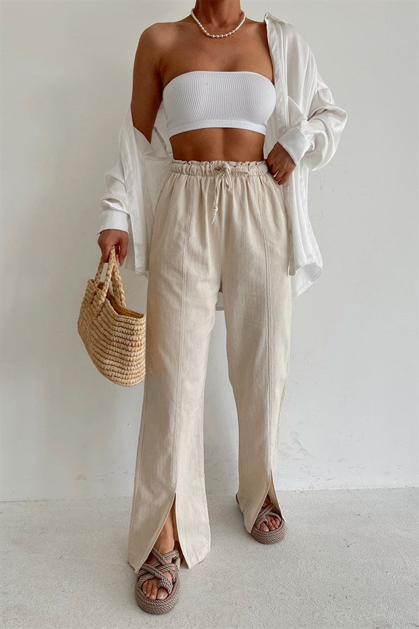Linen Split Hem Pants