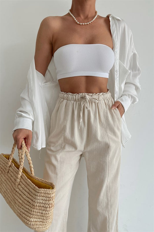 Linen Split Hem Pants