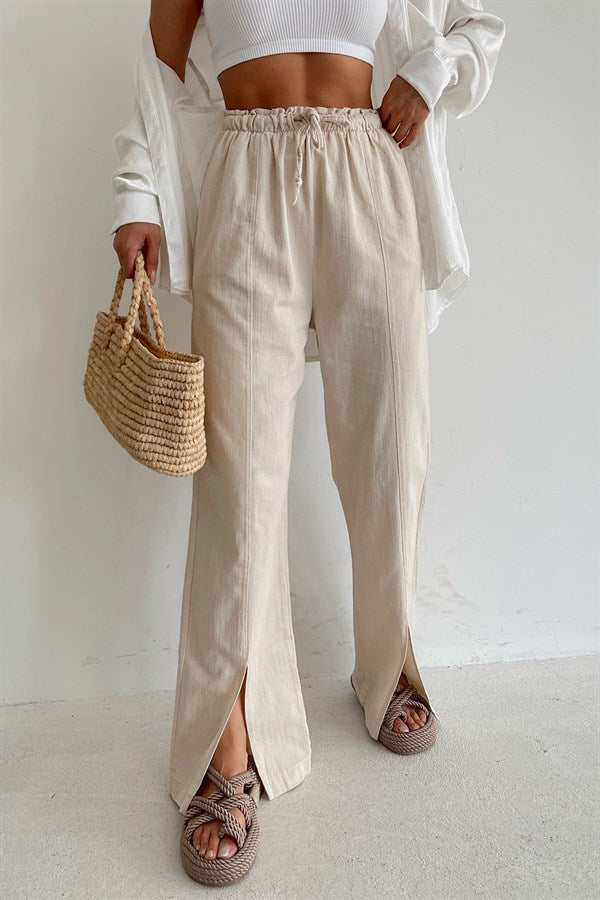 Linen Split Hem Pants