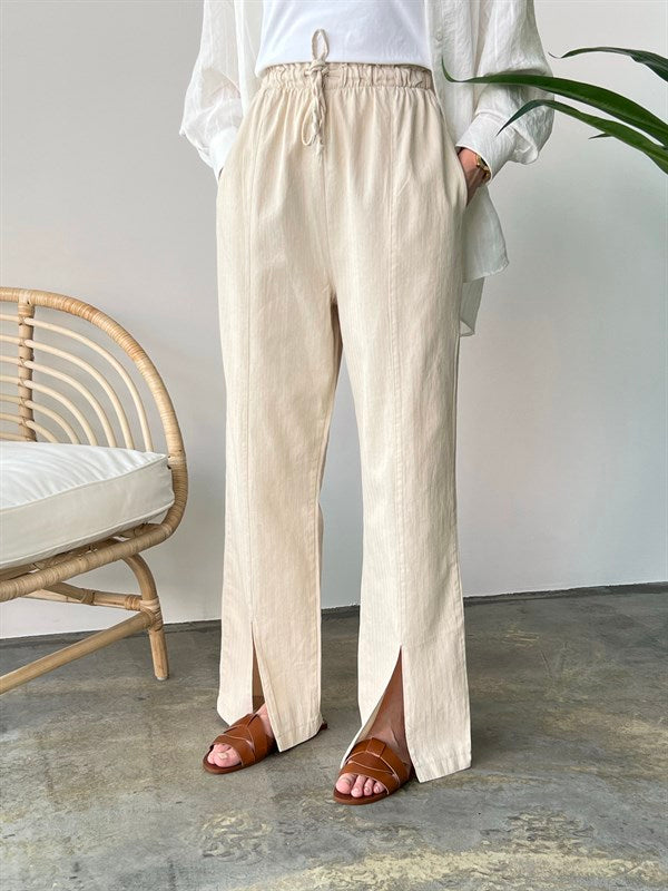 Linen Split Hem Pants