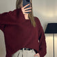 Burgundy Round Neck Stitch Pullover
