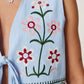 Baby Blue Floral Embroidered Vest