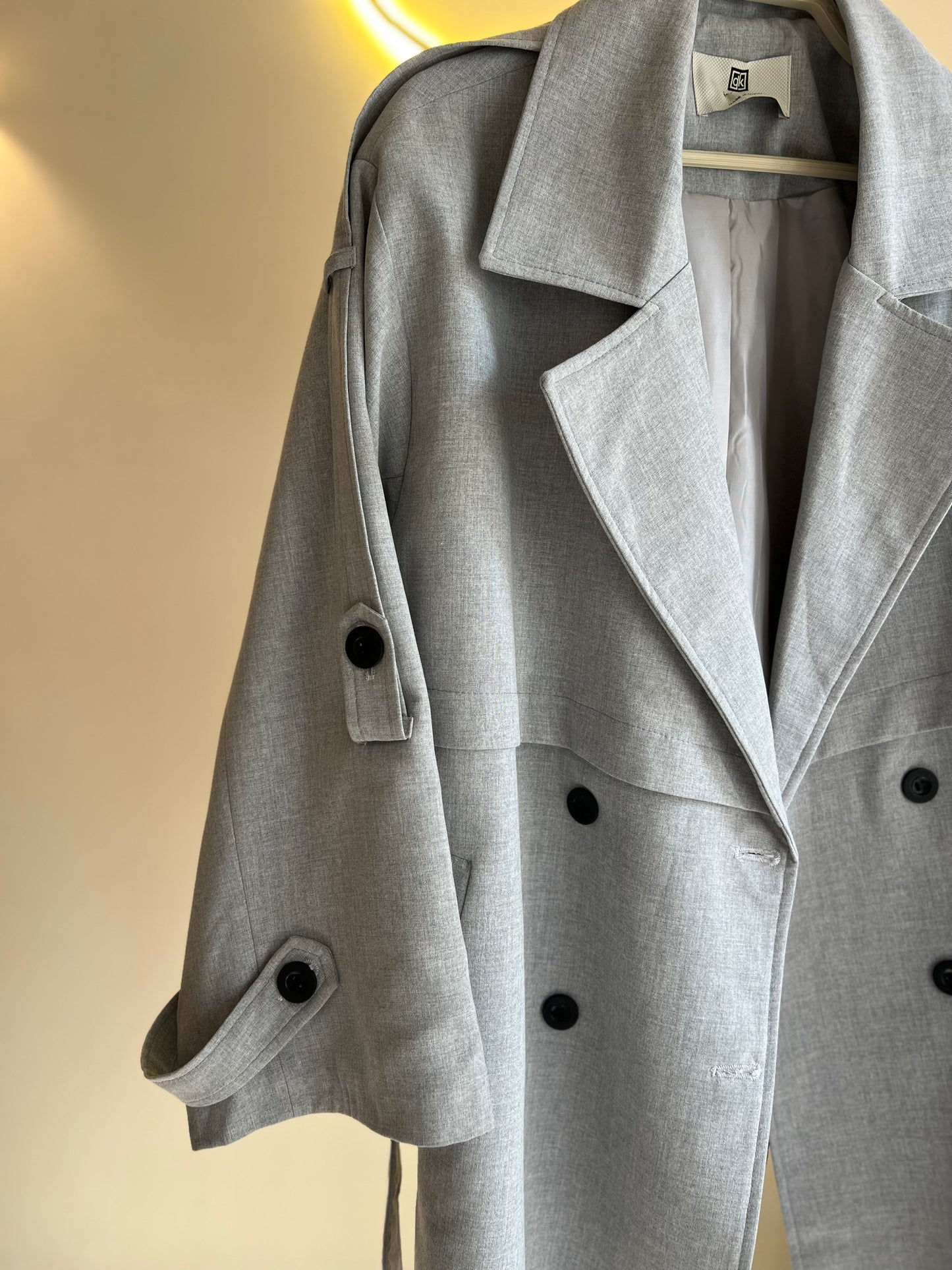 Light Grey Belted Trench Coat