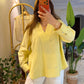 Yellow Premium Linen V Neck Shirt