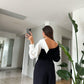 Black Off Shoulder Pullover With Shirt Sleeve