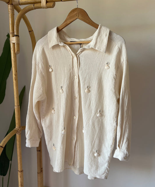 Beige Seashell & Pearl Shirt