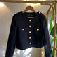 Black Golden Buttons Wool Jacket