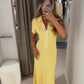 Yellow Ribbed Dress With White Stripes