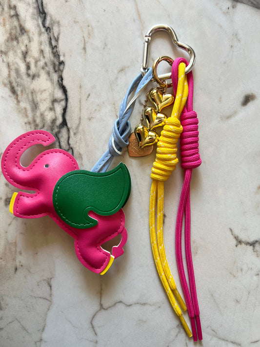 Fuchsia Calf Golden Heart Bag Charm