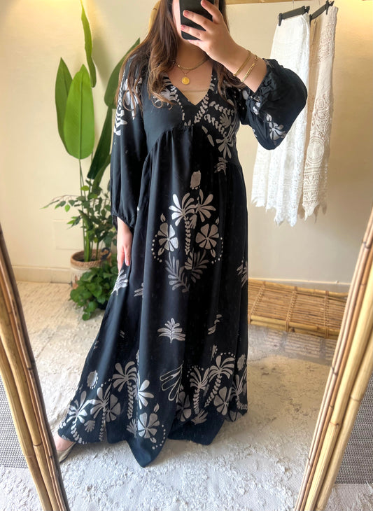 Black Grey Hawaii V Neck Dress