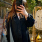 Black Denim Embroidered Sequin Kimono