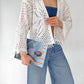 Off White Crochet Cardigan With Fringes
