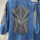 Light Blue Denim Embroidered Sequin Kimono
