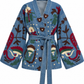 Blue Fully Embroidered Denim Belted Jacket
