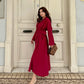 Burgundy Belted Shirt Dress (WITHOUT BELT)