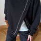 Black Melton Sweatshirt With Side Slit
