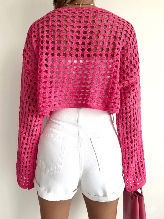 FUSCHIA Crochet Crop Top