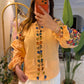 Orange Floral Embroidered Blouse