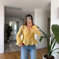 Yellow Elastic Blouse With Front Ties