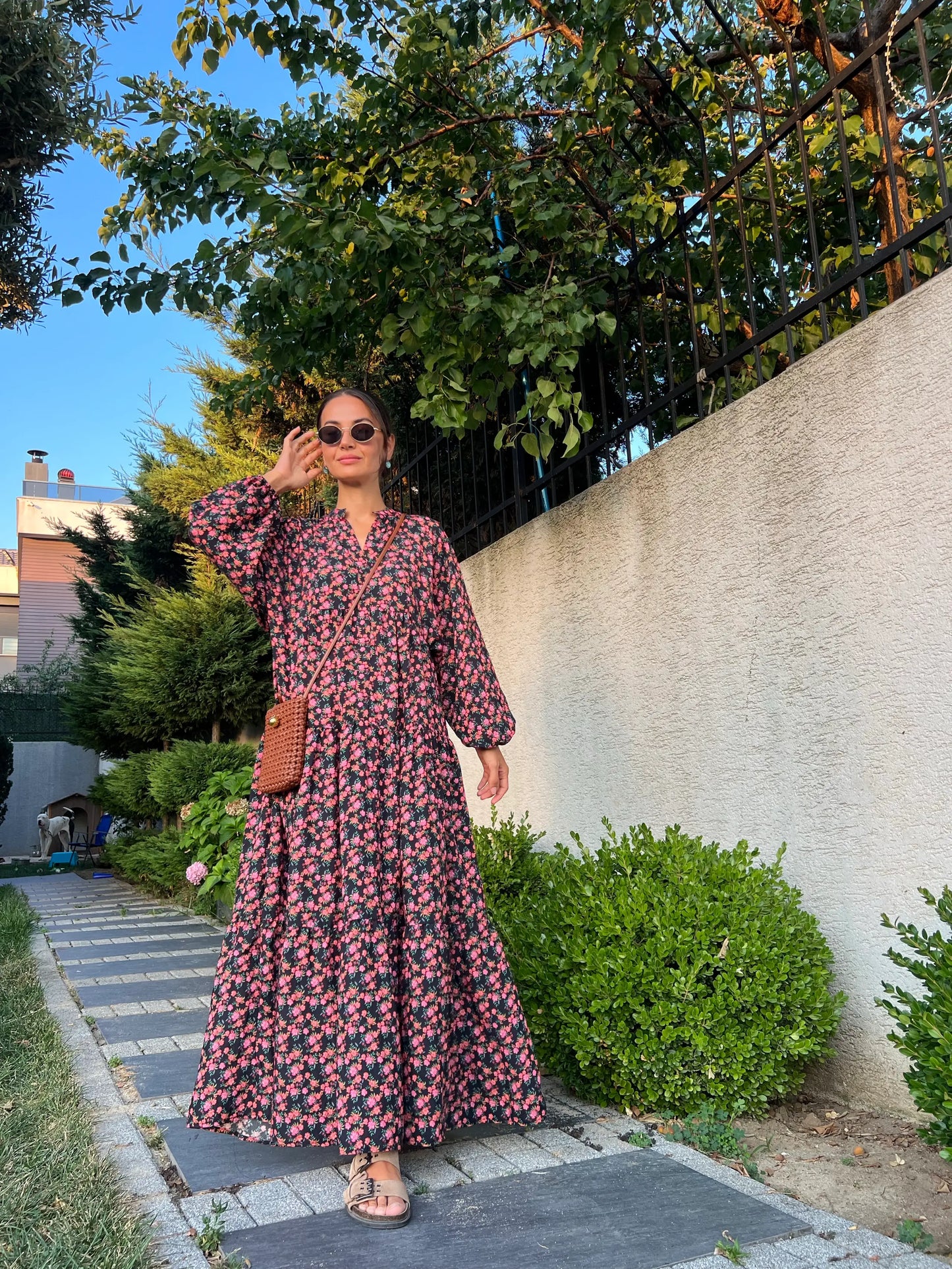 Pink Floral Boho Vintage Dress