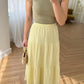 Yellow Cotton Elastic Waist Skirt