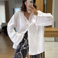 White Bell Sleeves Oversized Shirt