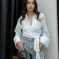 White Wrap Tie Shirt